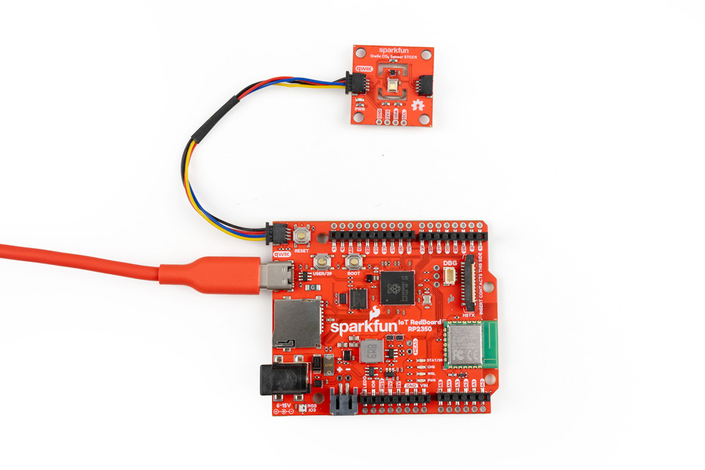 Completed Qwiic assembly with the RedBoard IoT