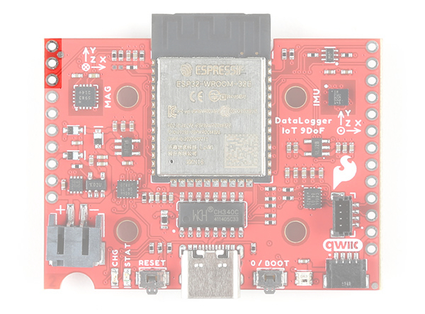 SPI Pins Highlighted on the DataLogger IoT -9DoF (Top View)