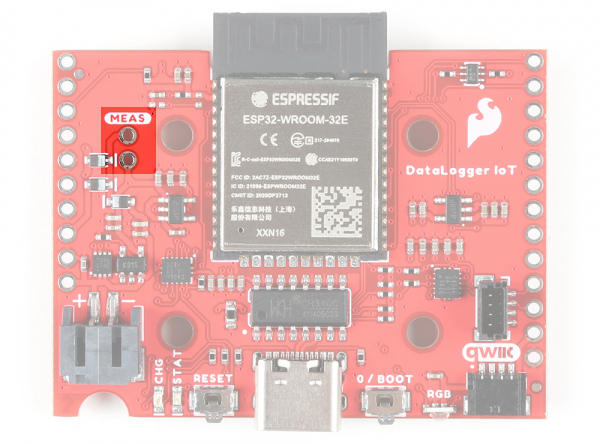 Meas jumper on the datalogger iot (top view)