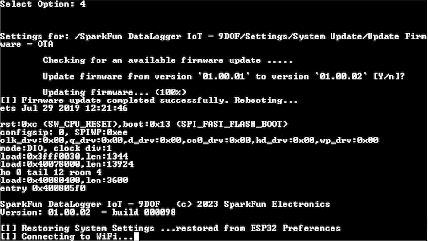 Updated OTA and Rebooted