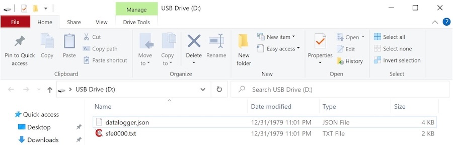 Fallback saved settings saved in the microSD card as a JSON file