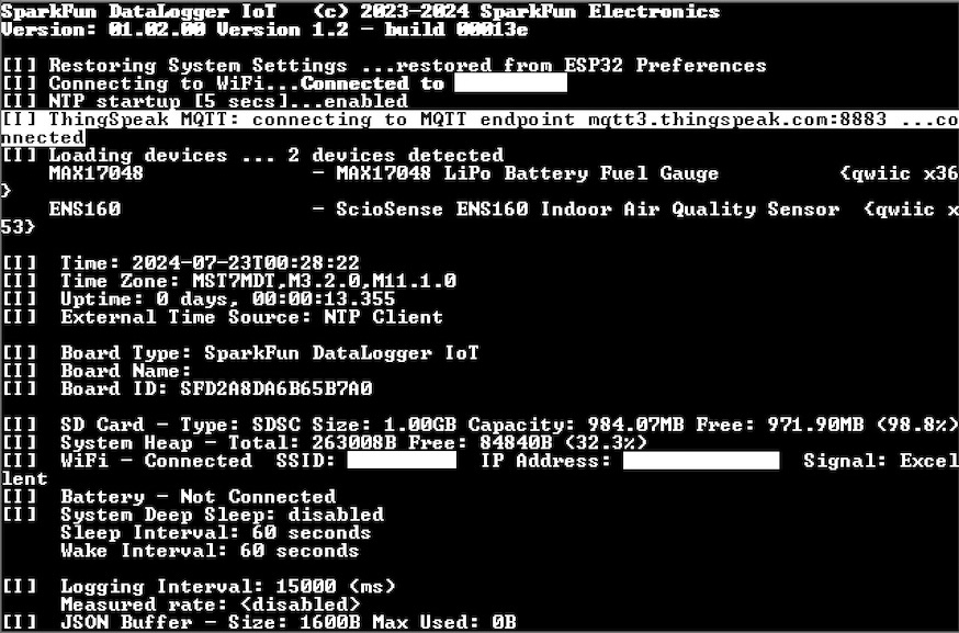 DataLogger Connected to ThingSpeak