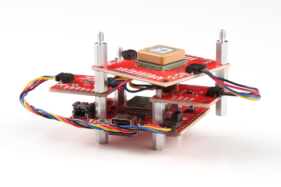 Qwiic-Enabled Boards Connected And Stacked On The Datalogger Using Standoffs