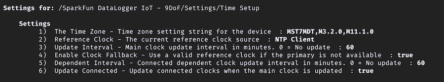Time Source Menu Options