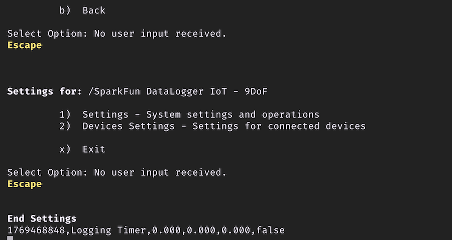 output when timing out
