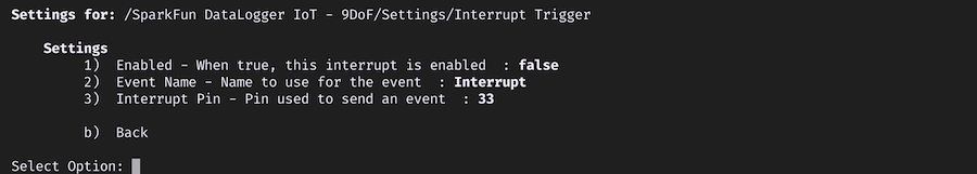Logging Interrupt Menu