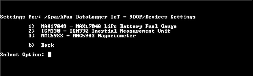 Device Settings Menu Options