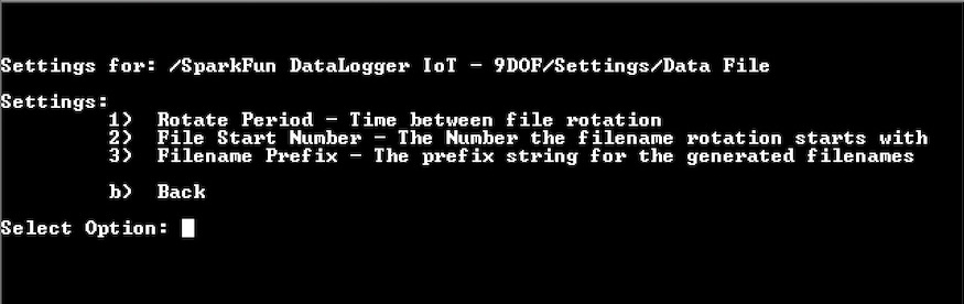 Data File Menu Options