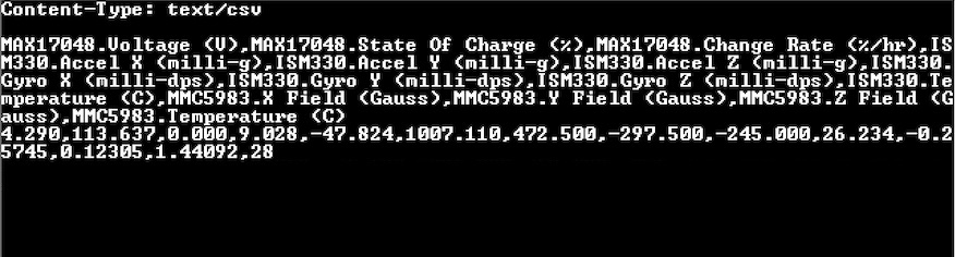CSV Output on the DataLogger IoT - 9DoF v01.02.00