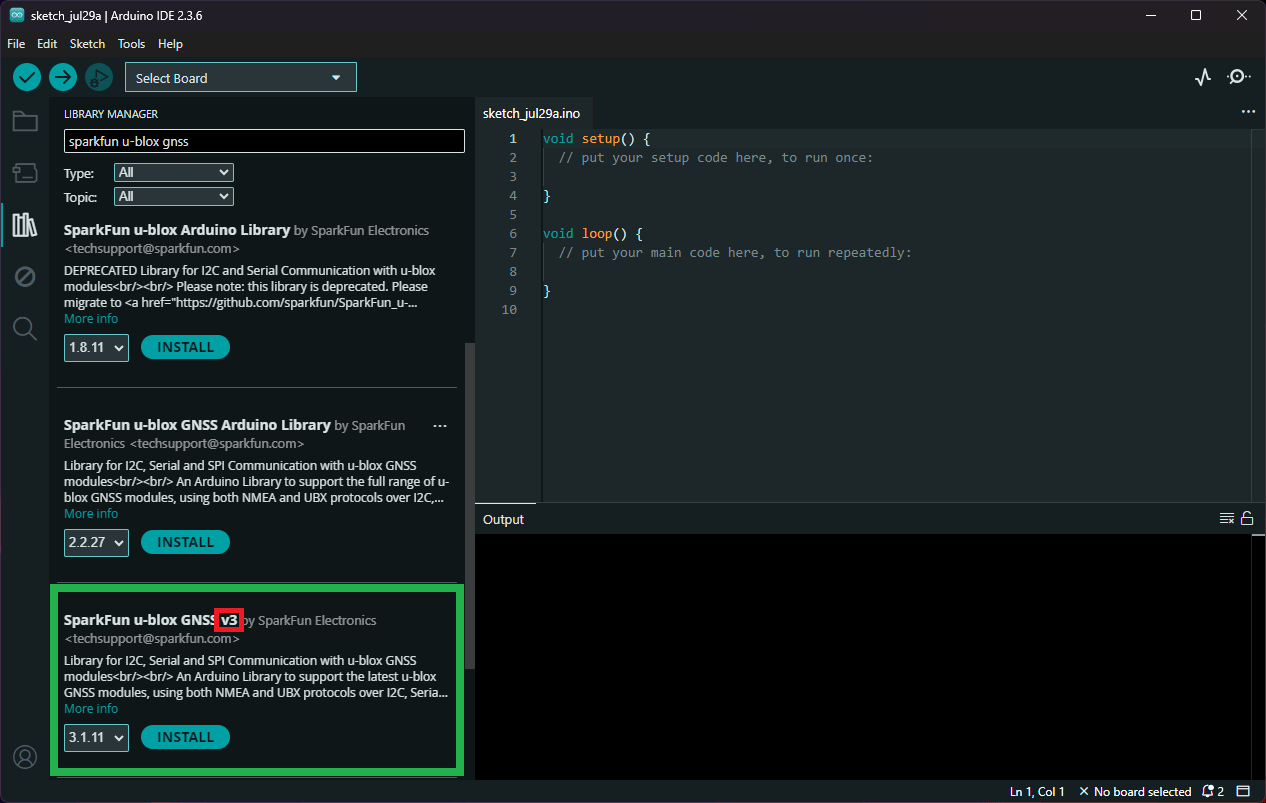 Library listed in the library manager of the Arduino IDE