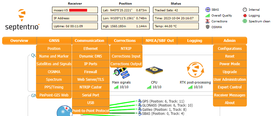 navigation tabs in the web interface