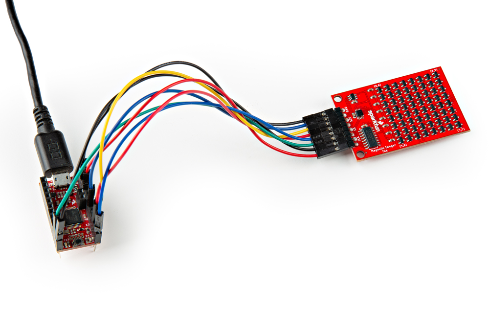 SAMD21 Mini Breakout Connected to Magnetic Imaging Tile