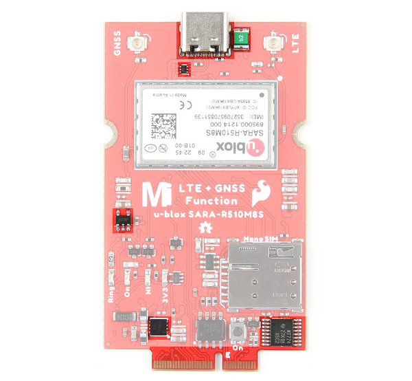 USB, M.2 Edge, voltage regulators, protection diodes, fuse, and logic translators highlighted