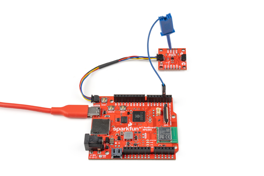 Interrupt pin and Qwiic assembly photo
