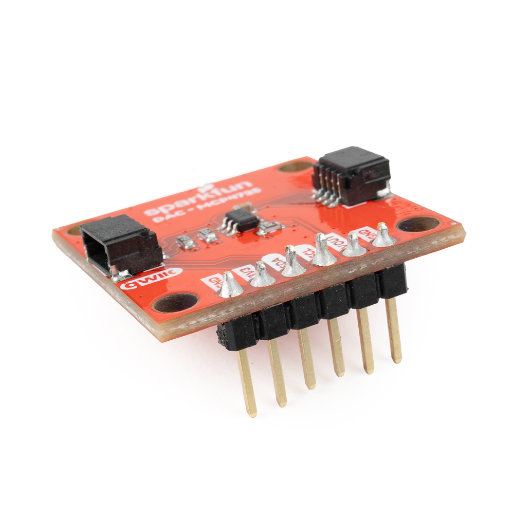 Male headers soldered to Qwiic DAC Breakout