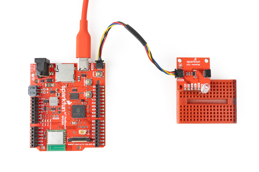 Completed LED assembly with Qwiic DAC Breakout