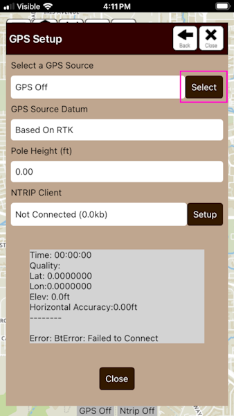 Press the GPS Select Button