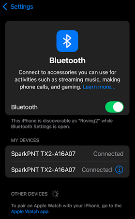Two devices shown in Bluetooth listing