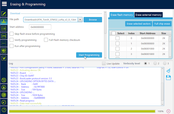 Programming button in STM32CubeProgrammer