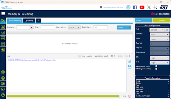 UI of STM32CubeProgrammer