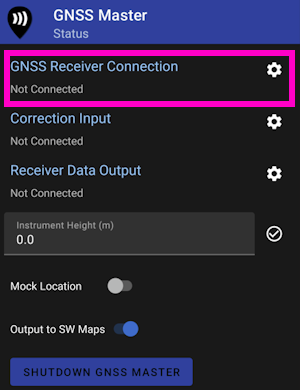 GNSS Master main menu