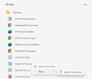 Meinberg NTP configuration