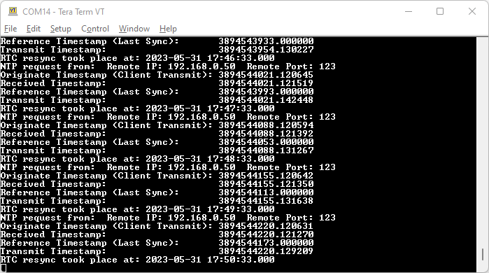 NTP requests log