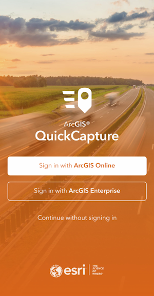 ArcGIS QuickCapture splash screen