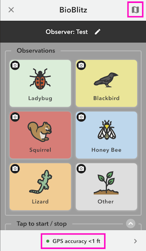 GPS Accuracy and map in BioBlitz project