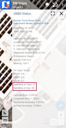 RTK GNSS Status Window