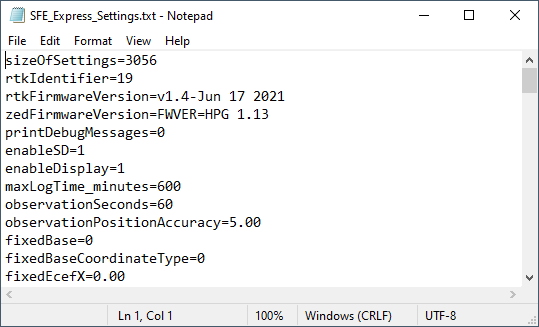 SparkFun RTK Facet Settings File