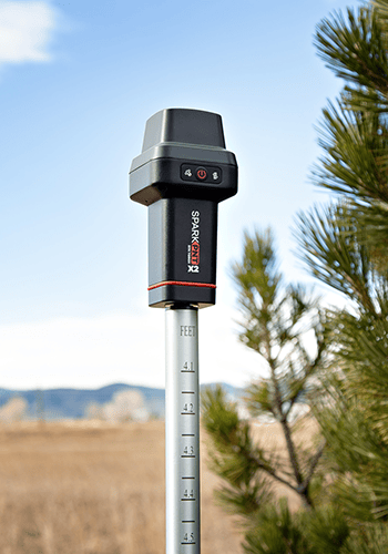 RTK devices attached to a monopole