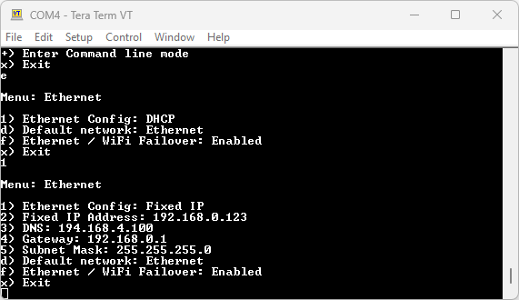 RTK EVK in fixed IP address mode