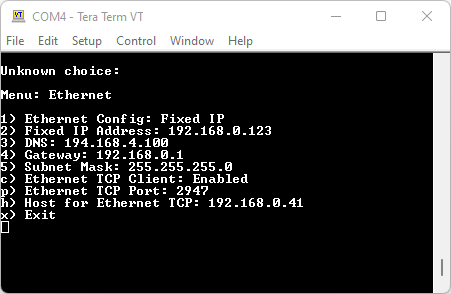 Ethernet Menu - SparkFun RTK Everywhere Product Manual