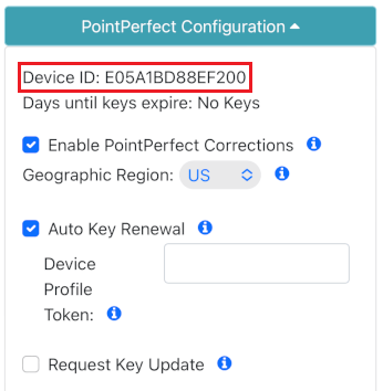 PointPerfect Configuration Menu