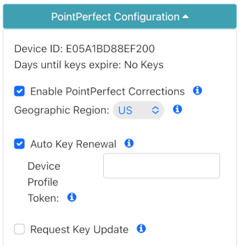 PointPerfect Configuration Menu