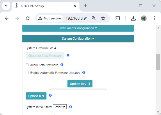 RTK EVK Web Config - Firmware Update