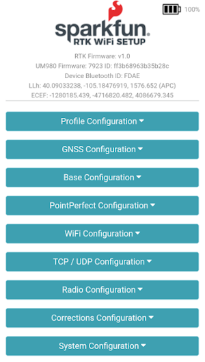 SparkFun RTK WiFi Configuration Interface