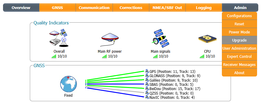 The mosaic-X5 internal web page