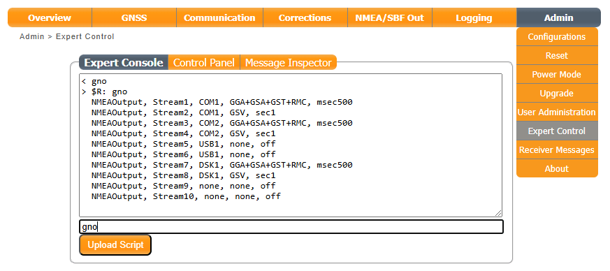 The mosaic-X5 configurations web page expert console