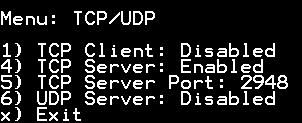 TCP Server Enabled on port 2948