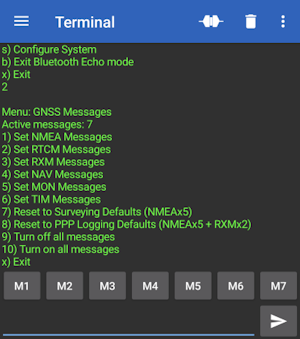 The GNSS message menu over BEM