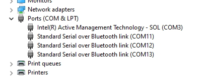 Bluetooth COM ports