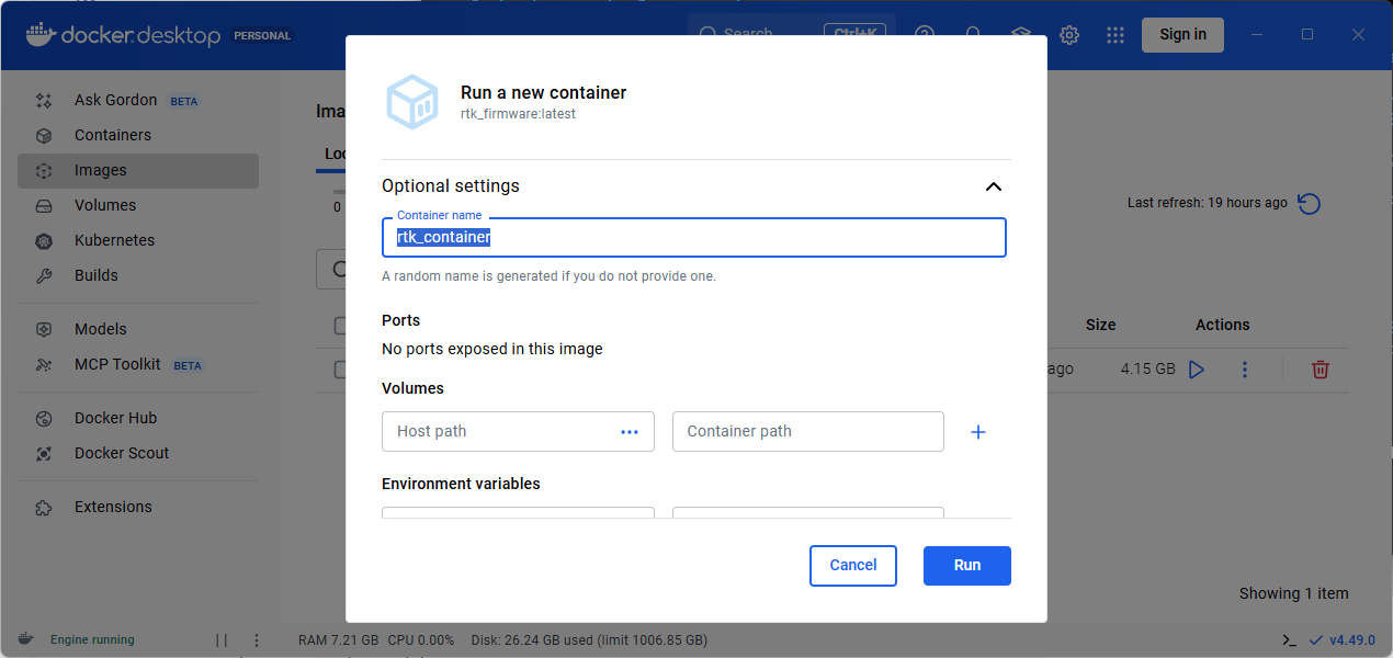 Docker Container - named rtk_container