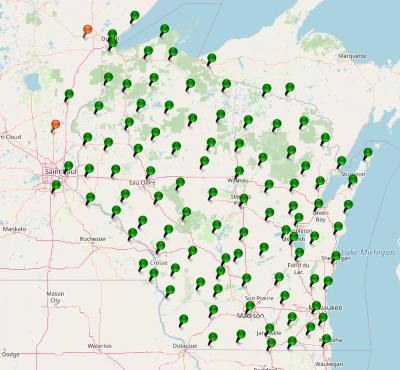 Map of Wisconsin stations