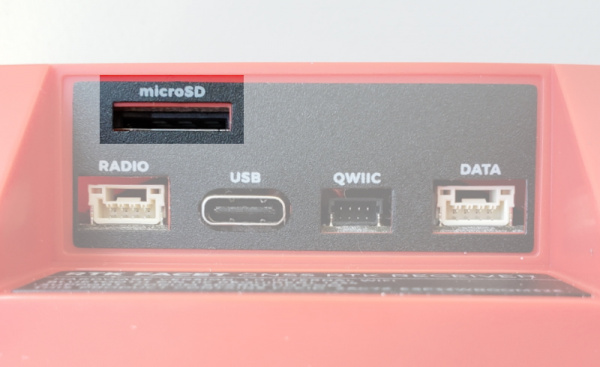 The microSD slot on the bottom of the RTK Facet