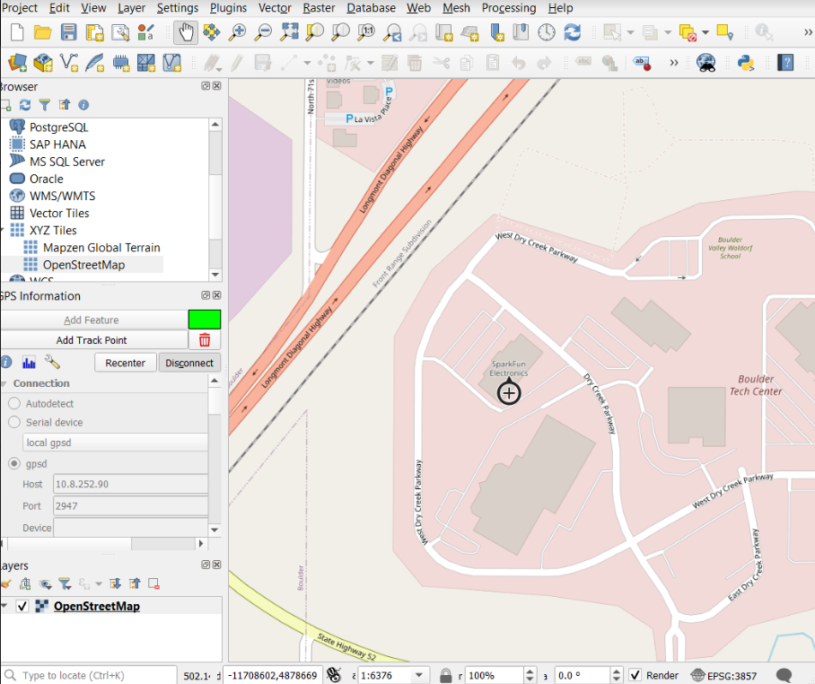 Viewing location in QGIS