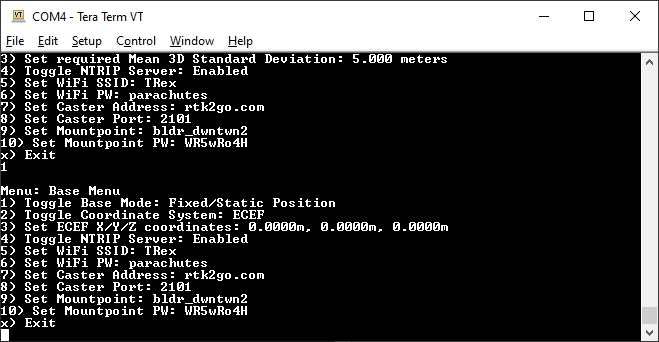 SparkFun RTK Facet NTRIP Settings