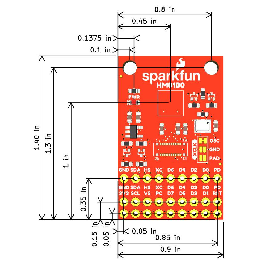 Red Vision Camera Board dimensions