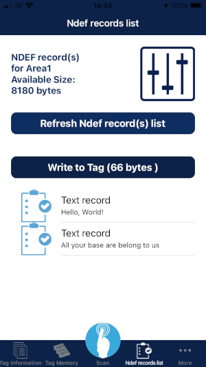 ST NFC Tag - NDEF Records List